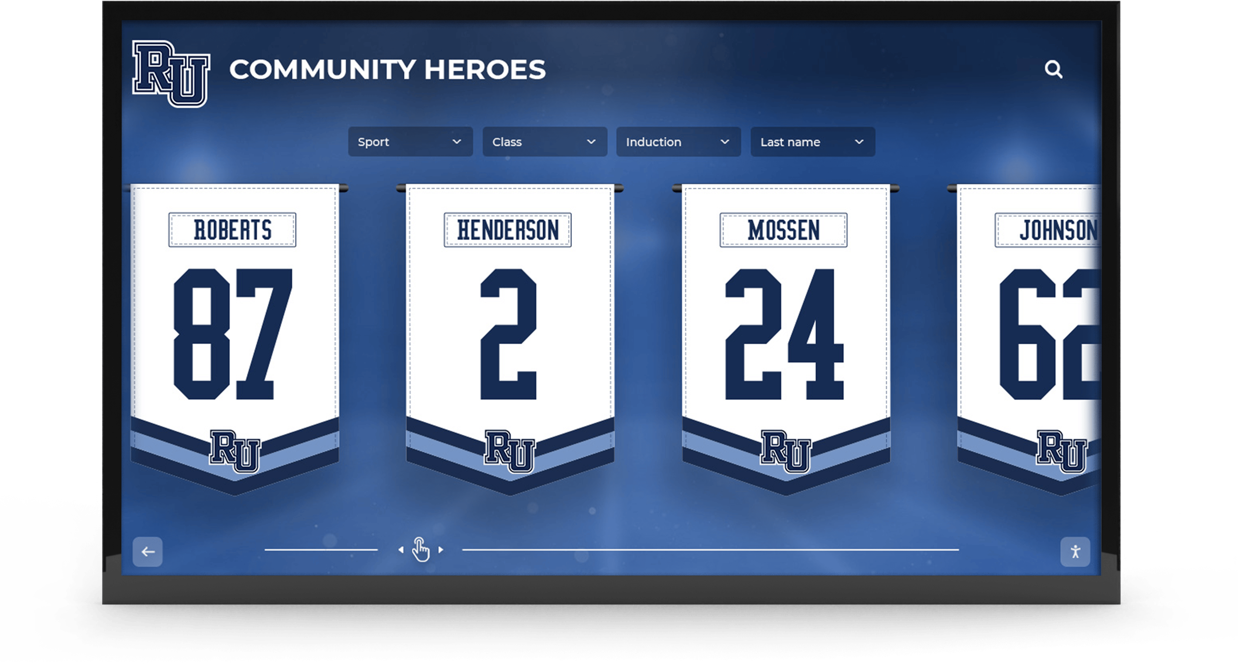 Community heroes digital display with jersey numbers