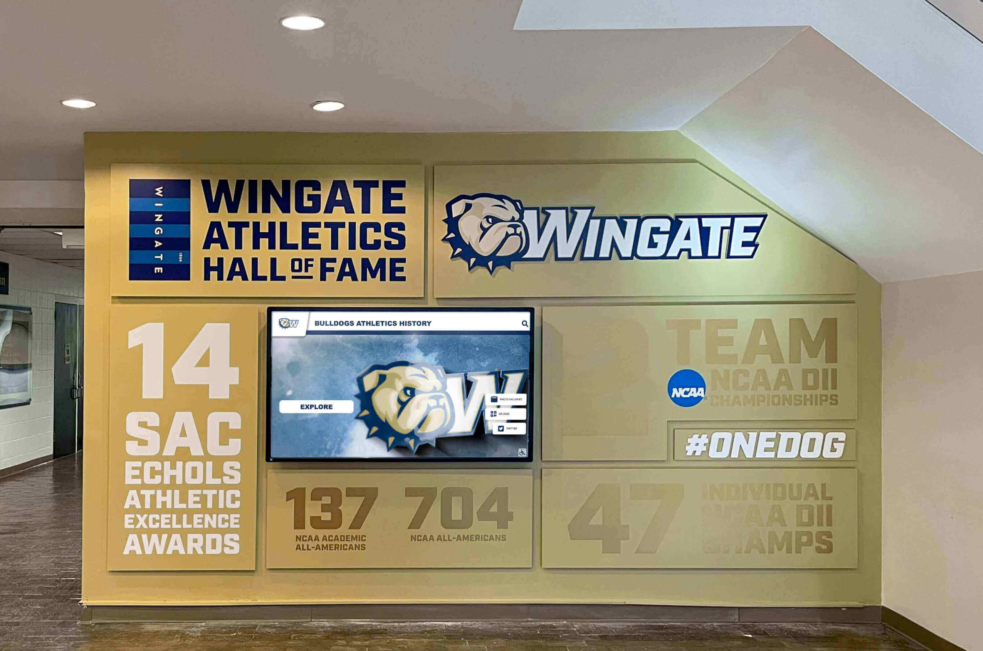 Comprehensive athletic recognition in facility lobby